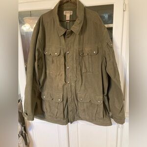 Duluth Trading Military Field Jacket Mens 3XL Olive Green Drab Ripstop Full Zip